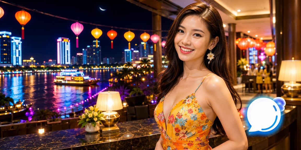 Cảnh đêm neon sòng bạc và cá cược tại vùng Mekong