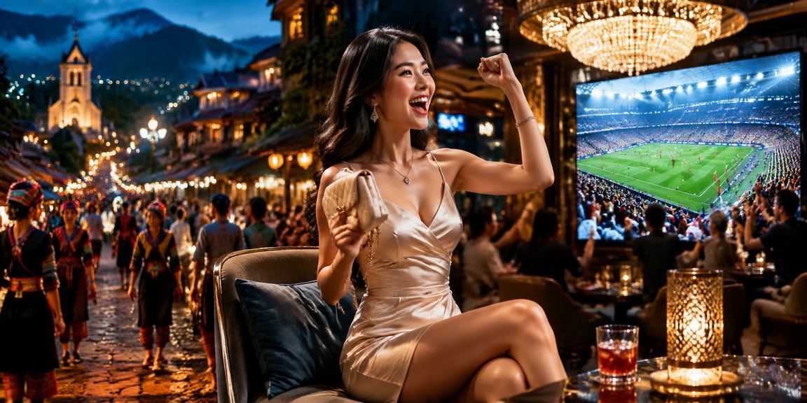 Người dùng đặt cược thể thao trên điện thoại giữa khung cảnh thiên nhiên Sapa